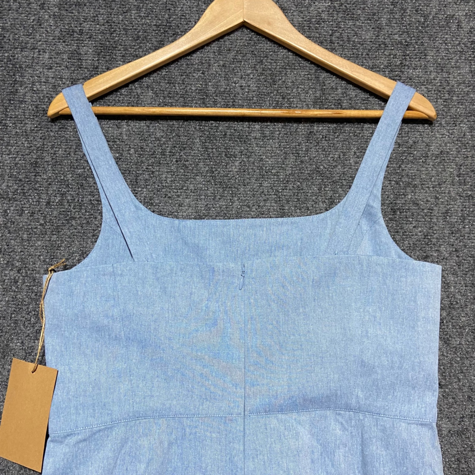 Soludos Light Blue Chambray Wide Leg Jumpsuit Square Neck Nwt Womens L Usa — image 3 of 8
